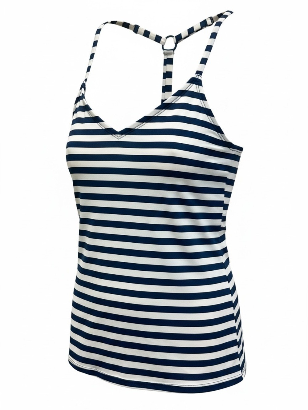Kona Sol Navy and White Striped Racerback Tankini Top